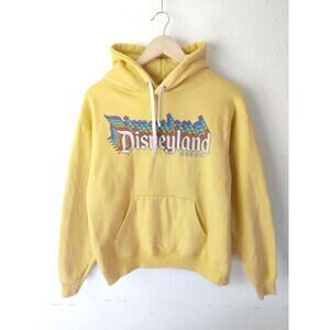 Disney Disneyland Yellow Long Sleeve Pullover Hoodie Size Small
